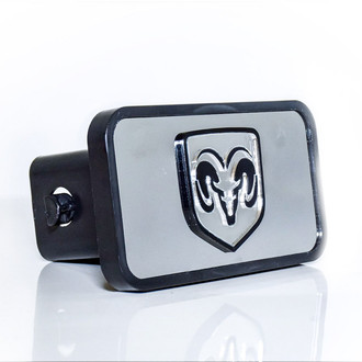 Eurosport Daytona® - Euro-Hitch Hitch Cover with Framed Dodge Back Logo with Black Outline, Mirror Insert for 2" Receivers