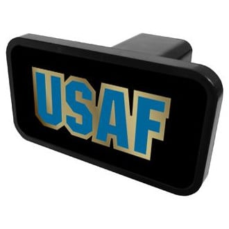 Eurosport Daytona® - Euro-Hitch Hitch Cover with USAF Badge Gold Outline with Light Blue Logo for 2" Receivers