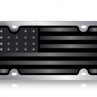 Eurosport Daytona® - LSN Polished License Plate with USA Flag Logo and Black Stripes