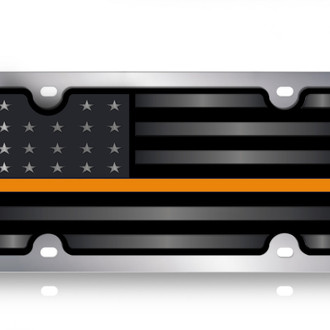 Eurosport Daytona® - LSN Polished License Plate with USA Flag Logo and Orange Stripes