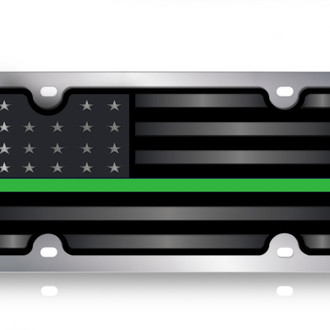 Eurosport Daytona® - LSN Polished License Plate with USA Flag Logo and Green Stripes
