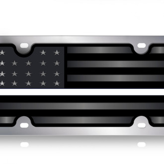 Eurosport Daytona® - LSN Polished License Plate with USA Flag Logo and White Stripes