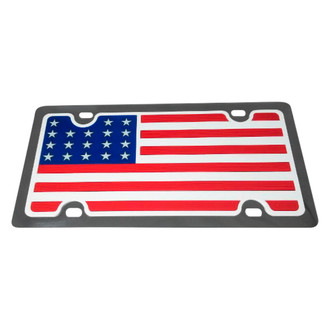 Eurosport Daytona® - LSN Polished License Plate with USA Flag Logo and American Stripes