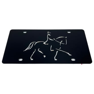 Eurosport Daytona® - LSN Black License Plate with Dressage Horse Silhouette Logo