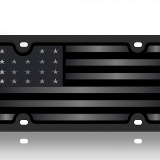 Eurosport Daytona® - LSN Polished License Plate with USA Flag Logo and Black Stripes