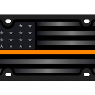 Eurosport Daytona® - LSN Polished License Plate with USA Flag Logo and Orange Stripes