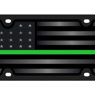 Eurosport Daytona® - LSN Polished License Plate with USA Flag Logo and Green Stripes