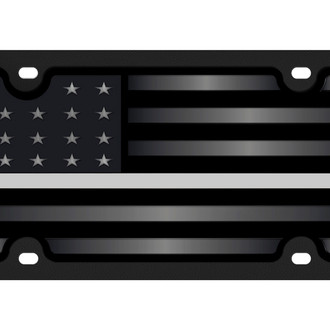 Eurosport Daytona® - LSN Polished License Plate with USA Flag Logo and Gray Stripes