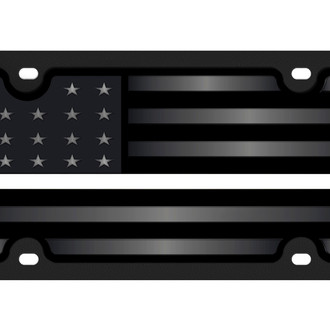 Eurosport Daytona® - LSN Polished License Plate with USA Flag Logo and White Stripes