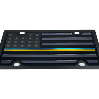 Eurosport Daytona® - LSN Polished License Plate with USA Flag Logo and Ukraine Stripes