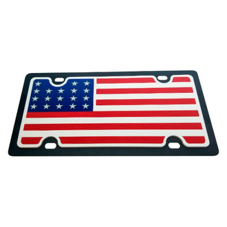 Eurosport Daytona® - LSN Polished License Plate with Stripes with USA Flag Logo