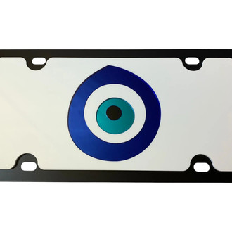 Eurosport Daytona® - LSN Polished License Plate with Lucky Evil Eye Logo