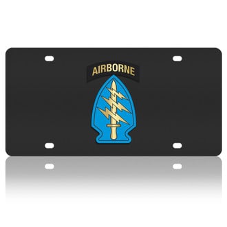 Eurosport Daytona® - LSN Polished License Plate with 1st Special Forces Command Logo