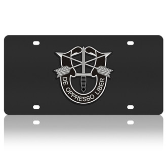 Eurosport Daytona® - LSN Polished License Plate with US Army Special Forces Logo