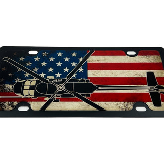 Eurosport Daytona® - LSN Polished License Plate with Chrome Black Hawk Helicopter Logo