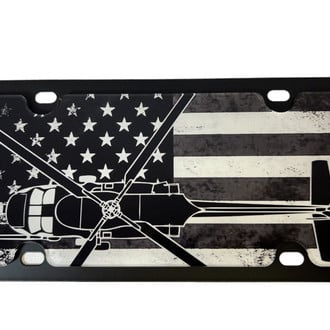 Eurosport Daytona® - LSN Polished License Plate with Black Black Hawk Helicopter Logo