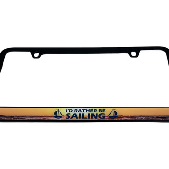 Eurosport Daytona® - LSN Polished License Plate with I'd Rather Be Sailing Logo
