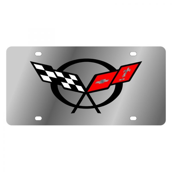 Eurosport Daytona® - GM License Plate with Style 1 Corvette C5 Flags Logo