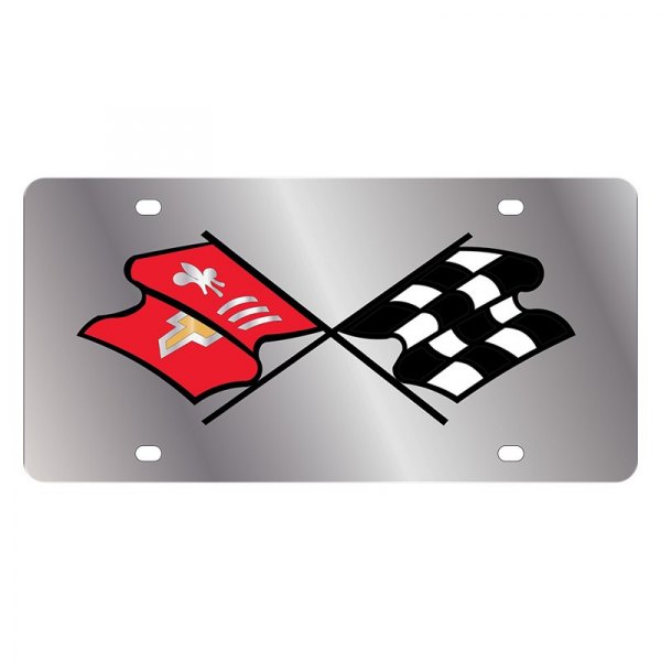 Eurosport Daytona® - GM License Plate with Corvette C2 Nostalgia Flags Logo