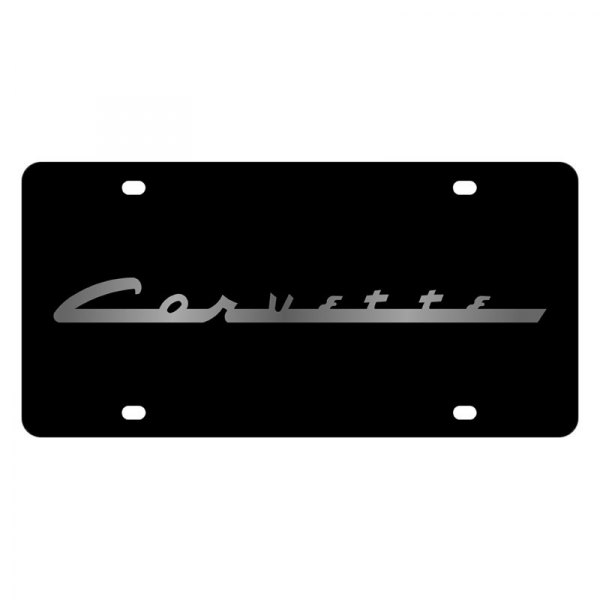 Eurosport Daytona® - GM Lazertag License Plate with Script Laser Etched Corvette Retro Logo