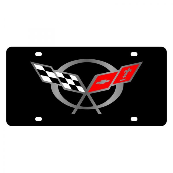 Eurosport Daytona® - GM Lazertag License Plate with Style 1 Corvette C5 Flags Logo