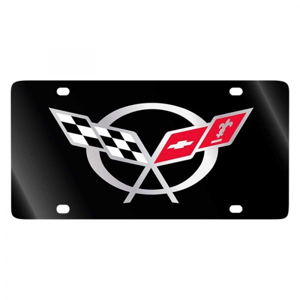 Eurosport Daytona® - GM Lazertag License Plate with Style 2 Corvette C5 Flags Logo