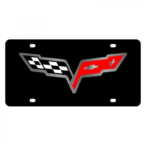 Eurosport Daytona® - GM Lazertag License Plate with Corvette C6 Flags Logo