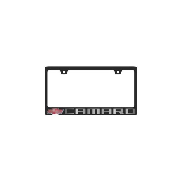Eurosport Daytona® - GM 2-Hole License Plate Frame with Camaro Logo and Red Chevrolet Emblem