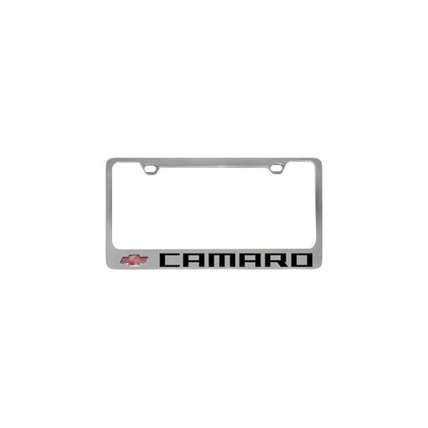 Eurosport Daytona® - GM 2-Hole License Plate Frame with Camaro New Logo and Red Chevrolet Emblem