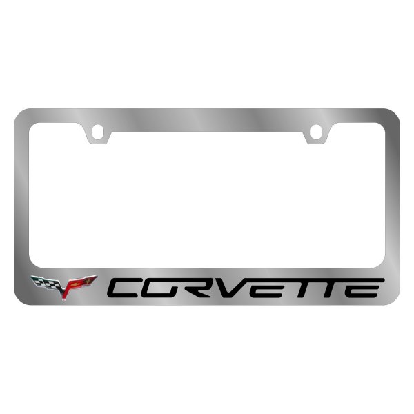 Eurosport Daytona® - GM 2-Hole License Plate Frame with Chevrolet Corvette Logo and Emblem