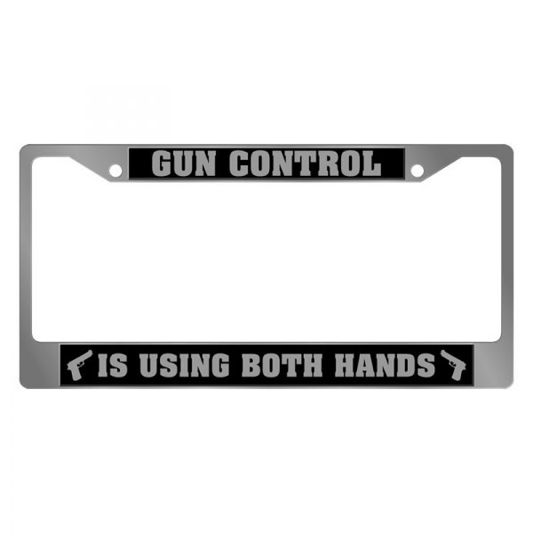 Eurosport Daytona® - 2-Hole License Plate Frame with Gun Control Is Using Both Hands Logo