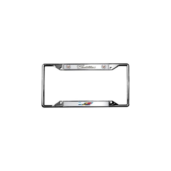 Eurosport Daytona® - GM 4-Hole License Plate Frame with Cadillac V-Series Logo and Dual Emblems