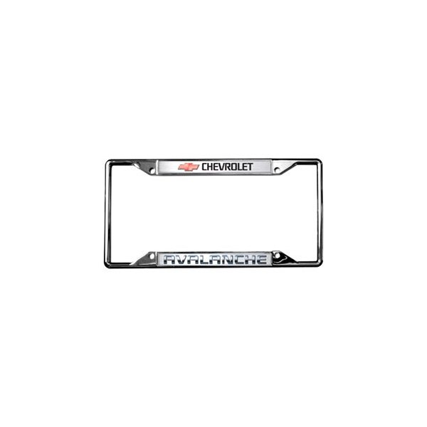 Eurosport Daytona® - GM 4-Hole License Plate Frame with Style 2 Chevrolet Avalanche Logo and Red Emblem
