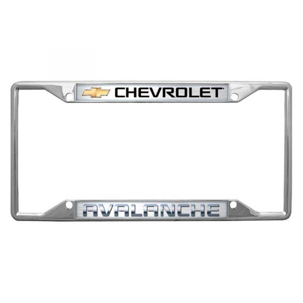 Eurosport Daytona® - GM 4-Hole License Plate Frame with Style 2 Chevrolet Avalanche Logo and Gold Emblem