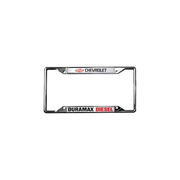 Eurosport Daytona® - GM 4-Hole License Plate Frame with Chevrolet Duramax Diesel Logo and Red Emblem