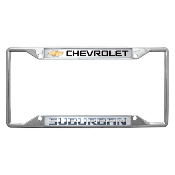 Eurosport Daytona® - GM 4-Hole License Plate Frame with Style 2 Chevrolet Suburban Logo and Gold Emblem