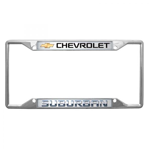 Eurosport Daytona® - GM 4-Hole License Plate Frame with Style 2 Chevrolet Suburban Logo and Gold Emblem