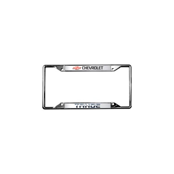 Eurosport Daytona® - GM 4-Hole License Plate Frame with Style 1 Chevrolet Tahoe Logo and Red Emblem