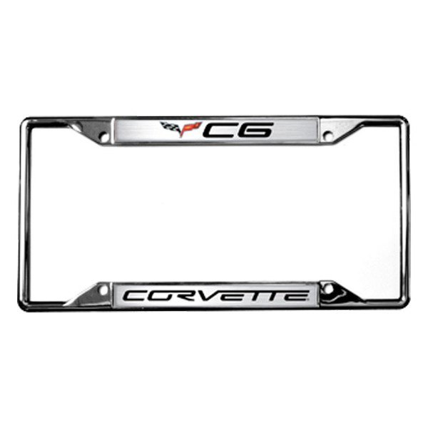 Eurosport Daytona® - GM 4-Hole License Plate Frame with C6 Corvette Logo and Emblem and Cut-Outs