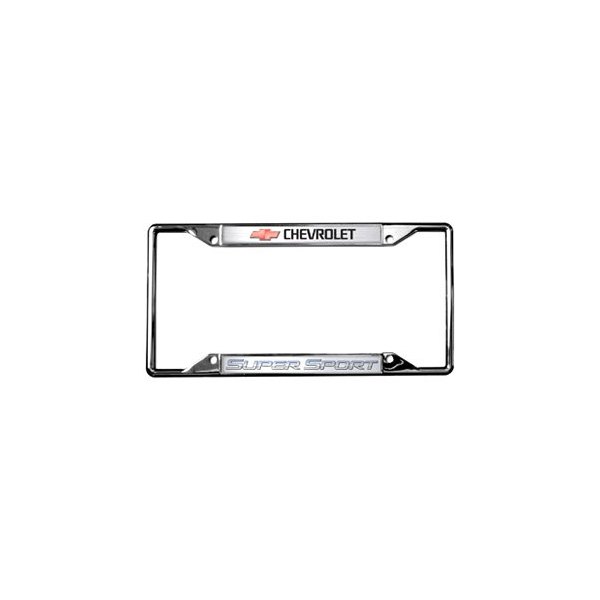 Eurosport Daytona® - GM 4-Hole License Plate Frame with Chevrolet Super Sport Logo and Red Emblem