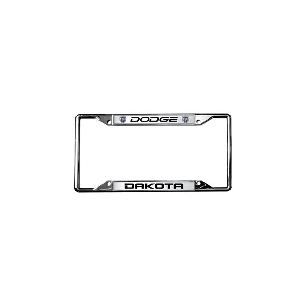 Eurosport Daytona® - MOPAR 4-Hole License Plate Frame with Style 2 Dodge Dakota Logo and Dual Emblems