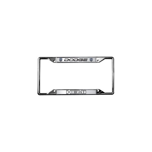 Eurosport Daytona® - MOPAR 4-Hole License Plate Frame with Style 2 Dodge HEMI Logo and Dual Emblems