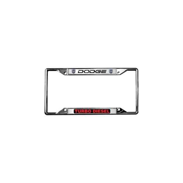 Eurosport Daytona® - MOPAR 4-Hole License Plate Frame with Dodge Turbo Diesel Logo and Dual Emblems