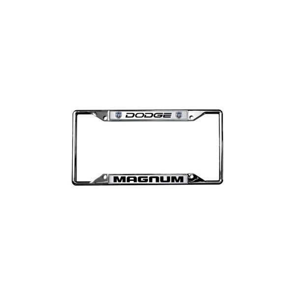 Eurosport Daytona® - MOPAR 4-Hole License Plate Frame with Style 2 Dodge Magnum Logo and Dual Emblems