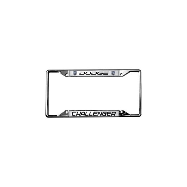 Eurosport Daytona® - MOPAR 4-Hole License Plate Frame with Style 2 Dodge Challenger Logo and Dual Emblems