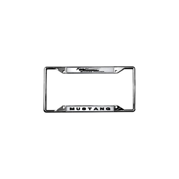 Eurosport Daytona® - Ford Motor Company 4-Hole License Plate Frame with Style 1 Mustang Logo and Horse Power Emblem