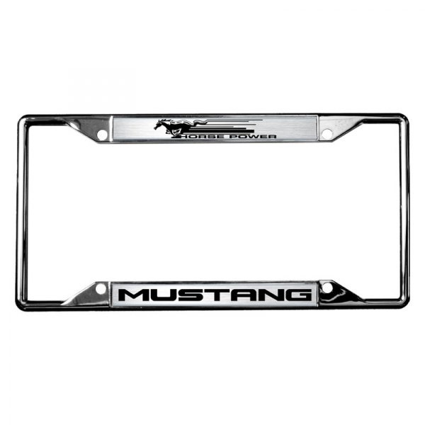 Eurosport Daytona® - Ford Motor Company 4-Hole License Plate Frame with Mustang Logo and Horse Power Emblem