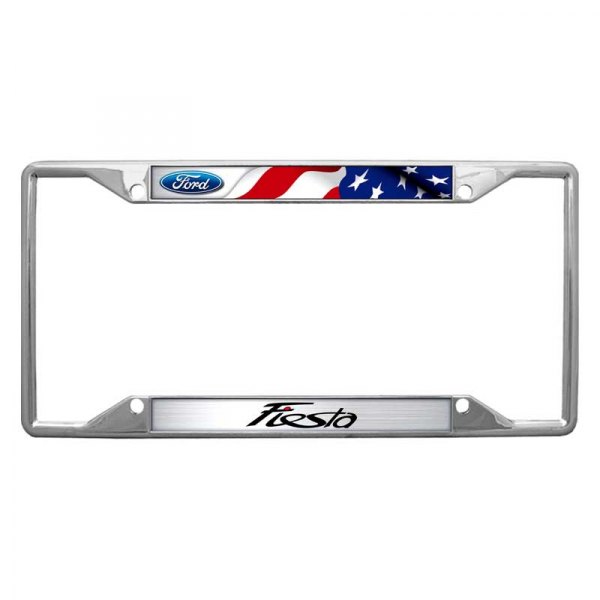 Eurosport Daytona® - Ford Motor Company 4-Hole License Plate Frame with Fiesta Logo and Oval Flag