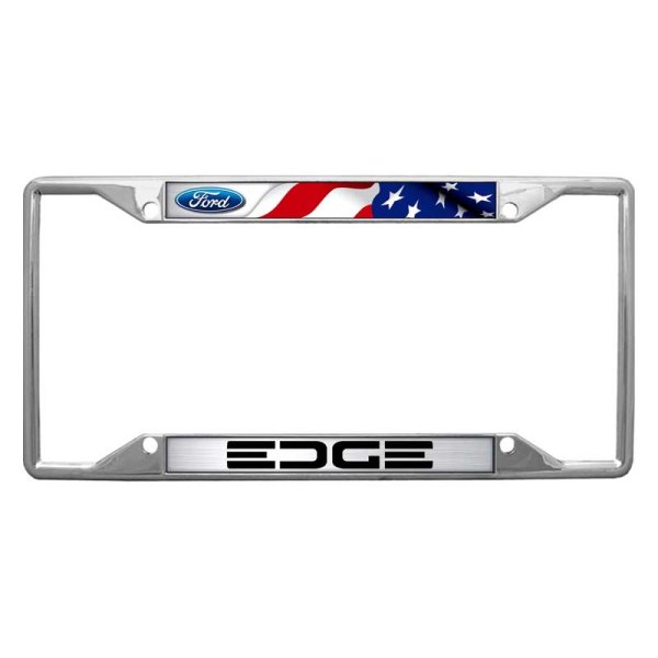 Eurosport Daytona® - Ford Motor Company 4-Hole License Plate Frame with Edge New Logo and Oval Flag