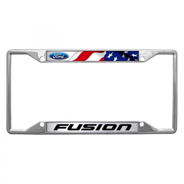 Eurosport Daytona® - Ford Motor Company 4-Hole License Plate Frame with Fusion New Logo and Oval Flag